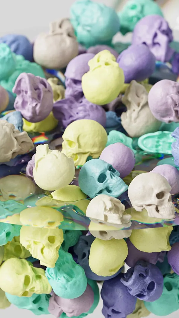 Colorful Halloween Skull Candy in Various Shades Reflecting