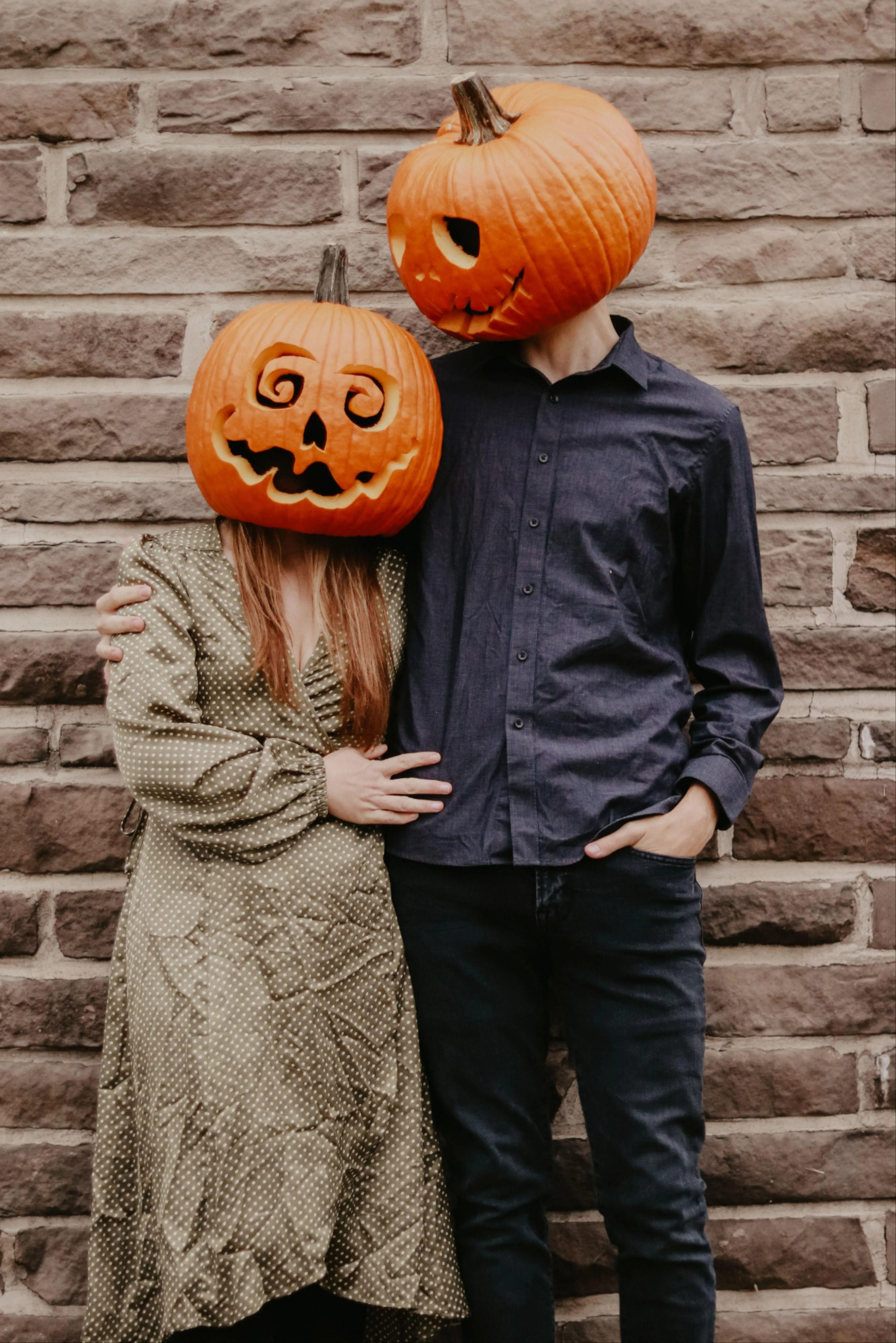 Couple Halloween Festival Costume with Pumpkin Heads HD