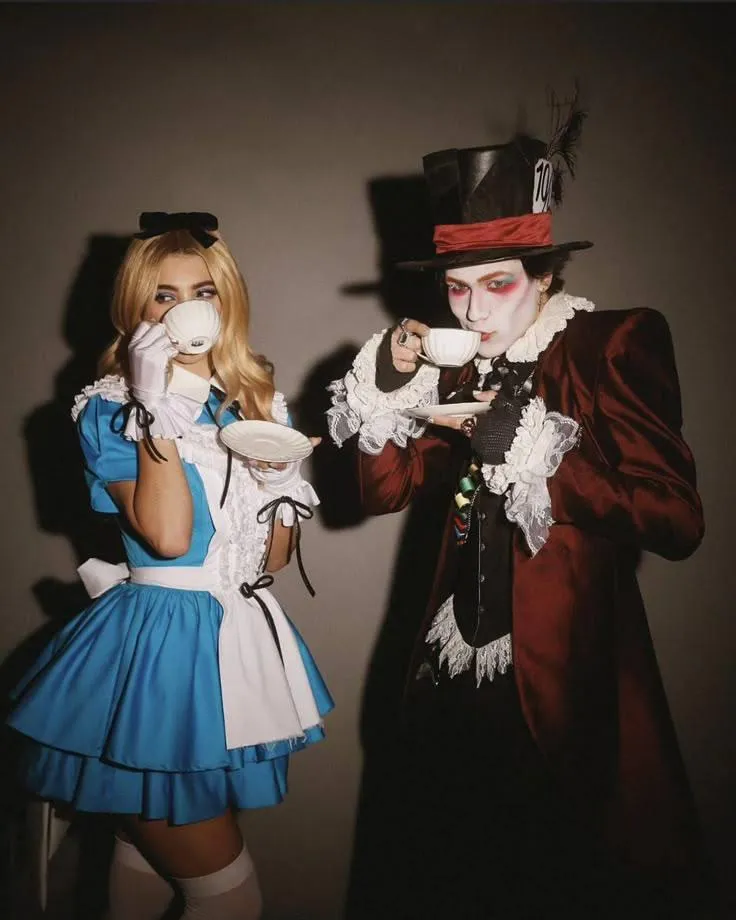 Couple in Halloween costumes for spooky celebration