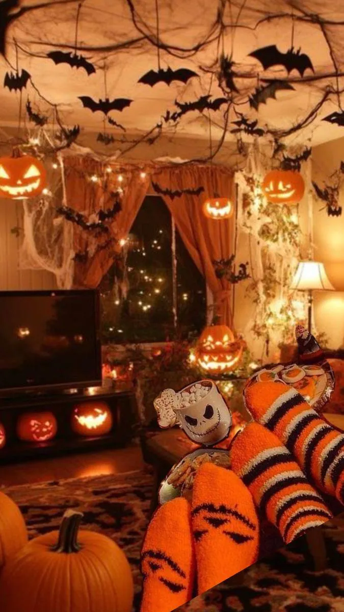 Cozy Autumn Decor with Pumpkin and Warm Lighting Image