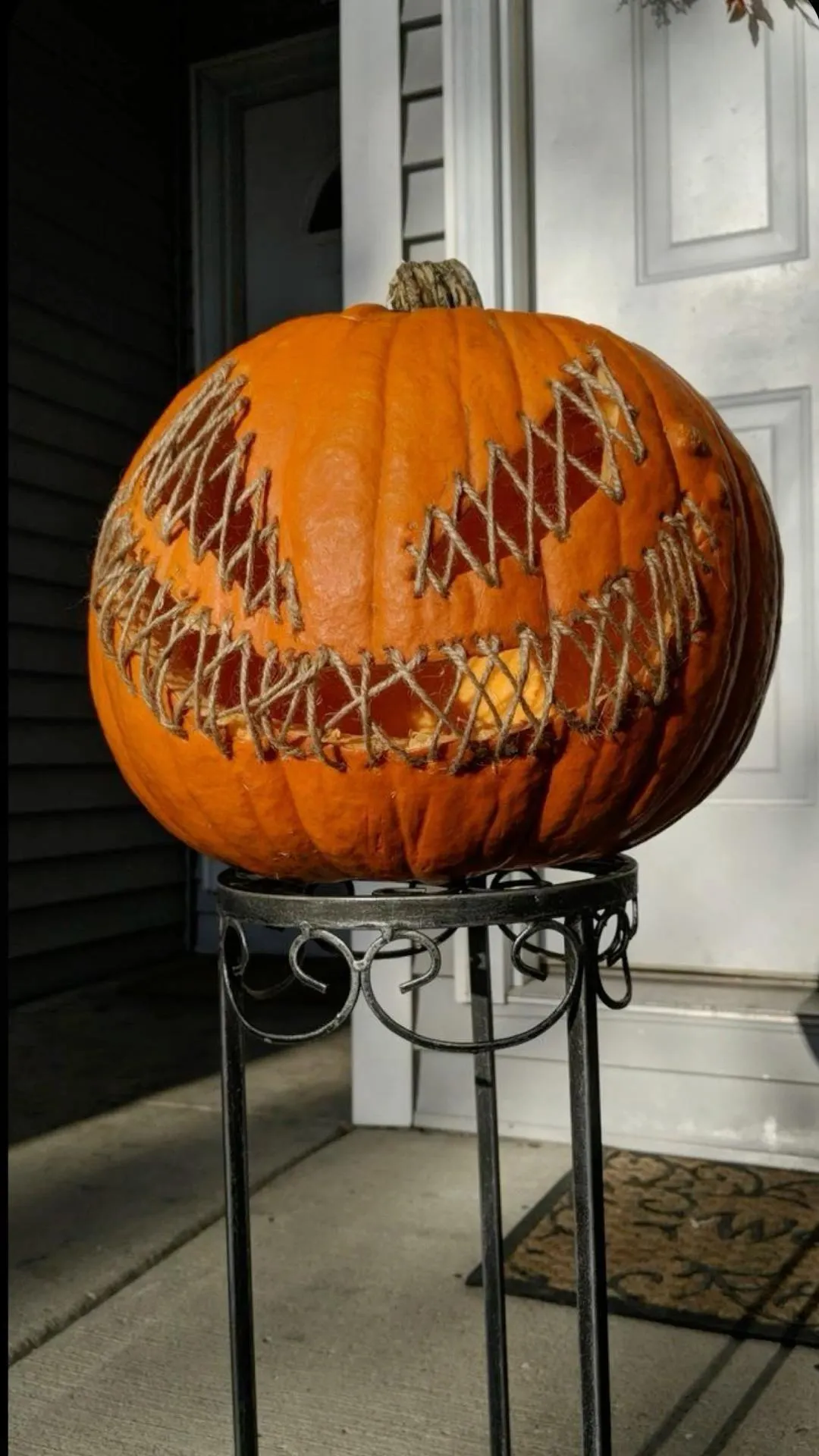 Creative Carved Pumpkin Display for Halloween Decoration