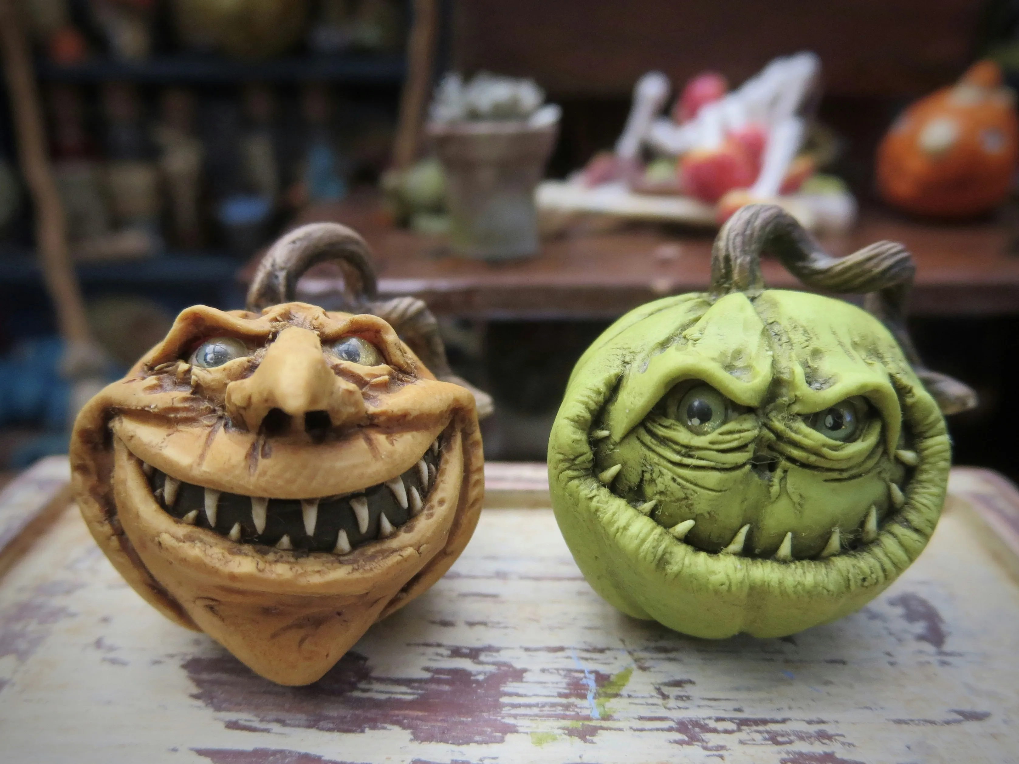 Creative Halloween Pumpkin Faces with Unique Expressions