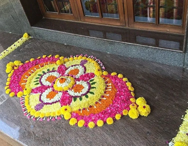 Creative Pookalam Flower Design for Onam Festival Decoration