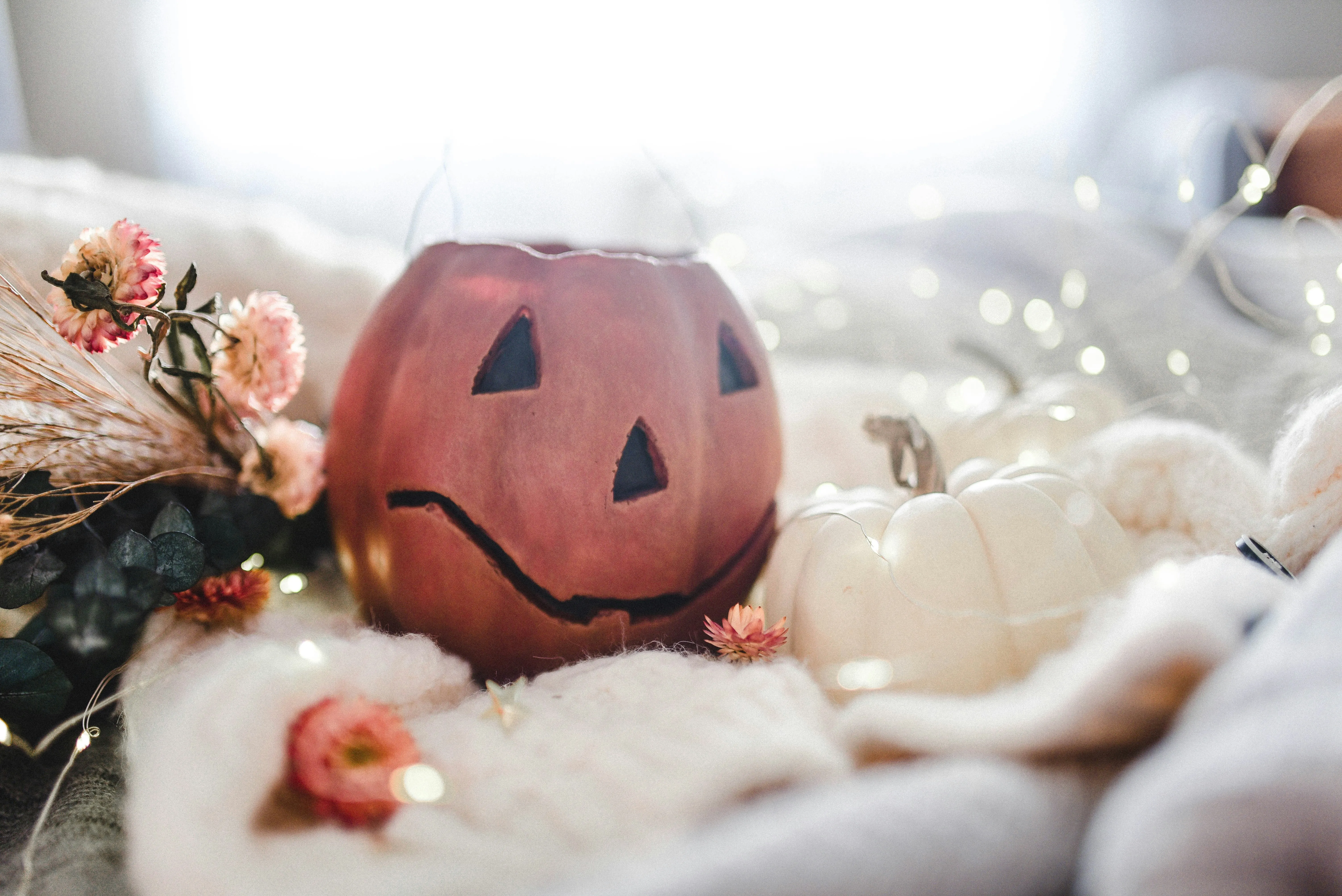 Cute Halloween Pumpkin with Cozy Decor Touch HD Free Image