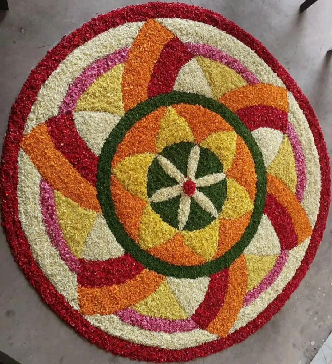 Detailed Circular flower petal rangoli Design wallpaper