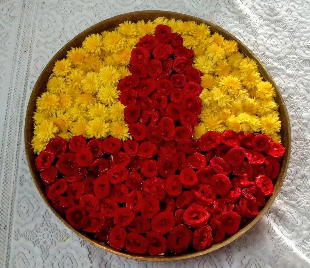 Dheepam pattern flower decoration bowl for Onam celebration