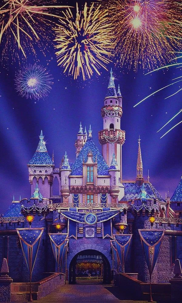 Disney Castle lit up with beautiful fireworks show Wallpaper