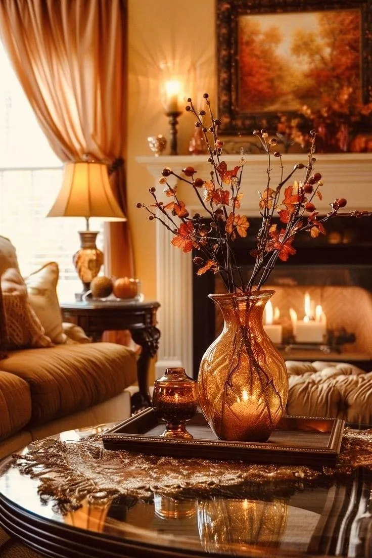 Elegant Fall Table Setting with Seasonal Flowers and Pumpkins