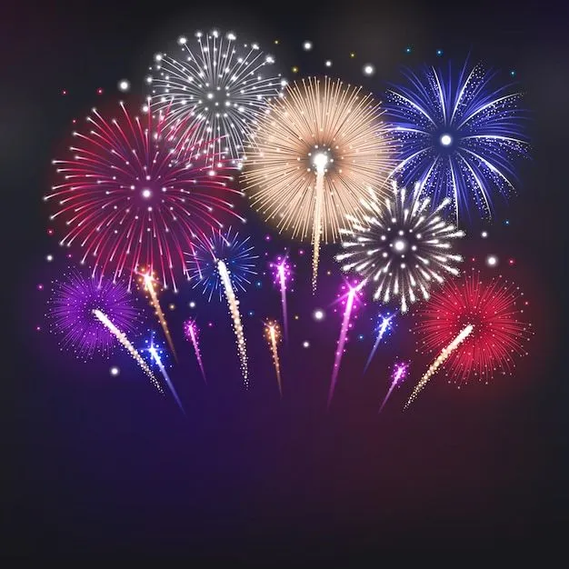 Elegant Firework Finale with Colorful Bursts Wallpaper