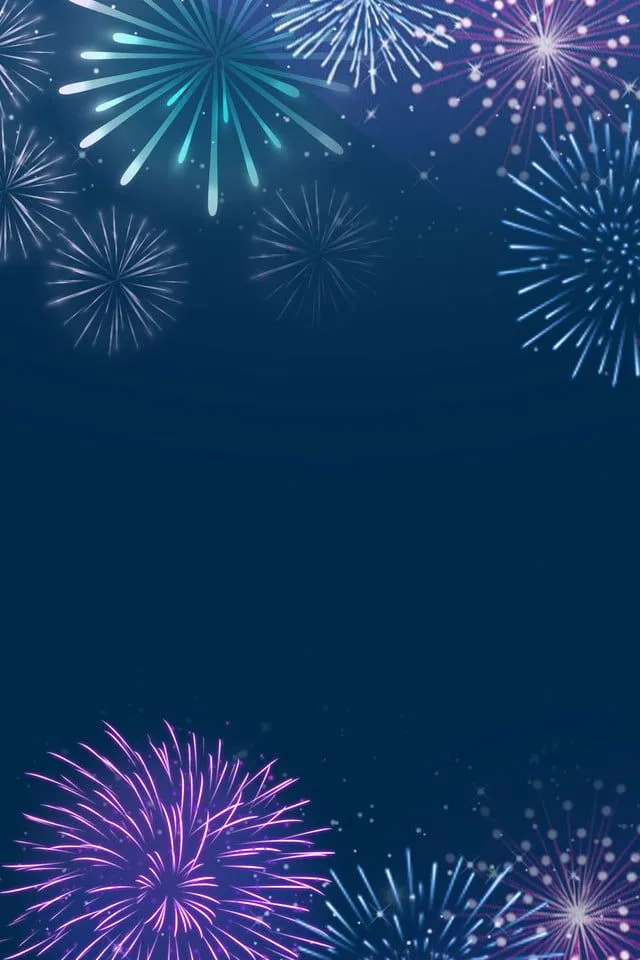 Elegant fireworks in blue and purple creating a festive atmosphere