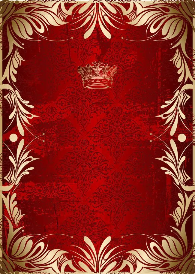 Elegant red background with ornate golden floral design