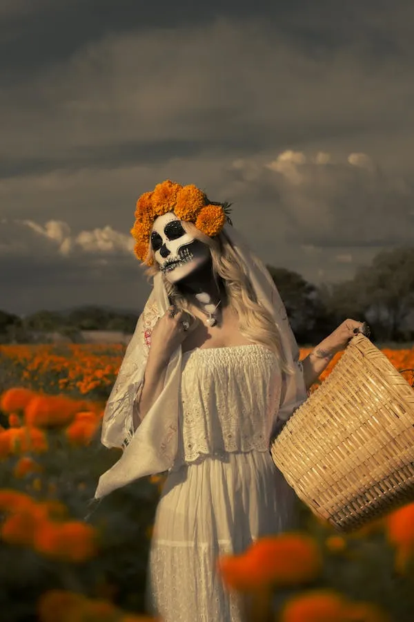 Elegant Woman in Gothic Outfit and Floral Crown image