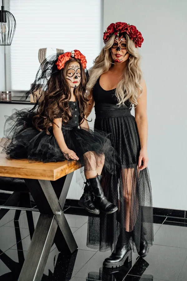 Festive Halloween Costume with Vintage Inspired Headwear