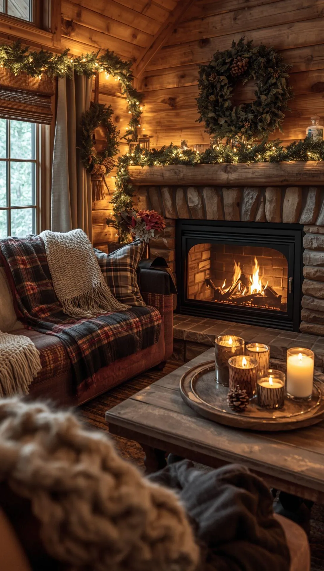 Fireplace with Cozy Fall Decor and Pumpkin Accents