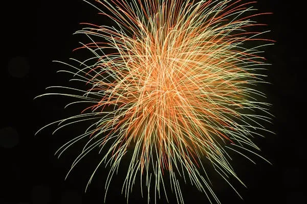 Firework Burst with Bright Yellow and Red Colors Wallpaper