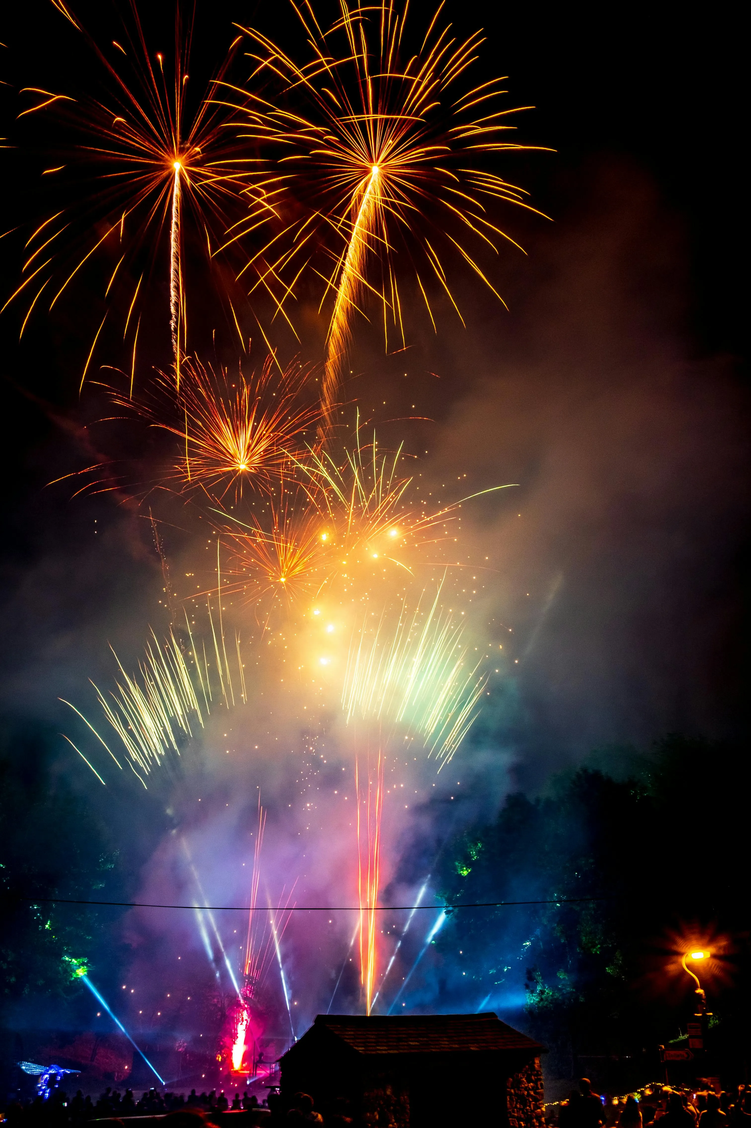 Fireworks bursting in multiple colors at night sky