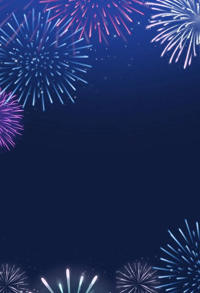 Fireworks bursts in shapes and colors filling dark sky