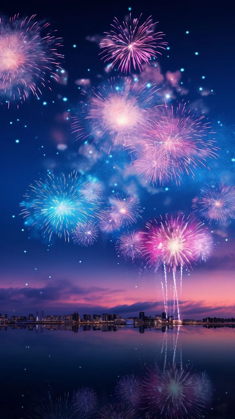 Fireworks display lighting up the sky with multiple colors
