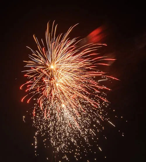 Fireworks Exploding in Bright Colors Against Dark Background