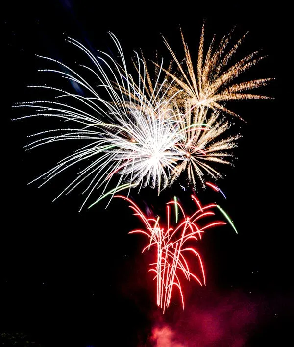 Fireworks Explosion in the Sky with Bright Colour Trails 4K