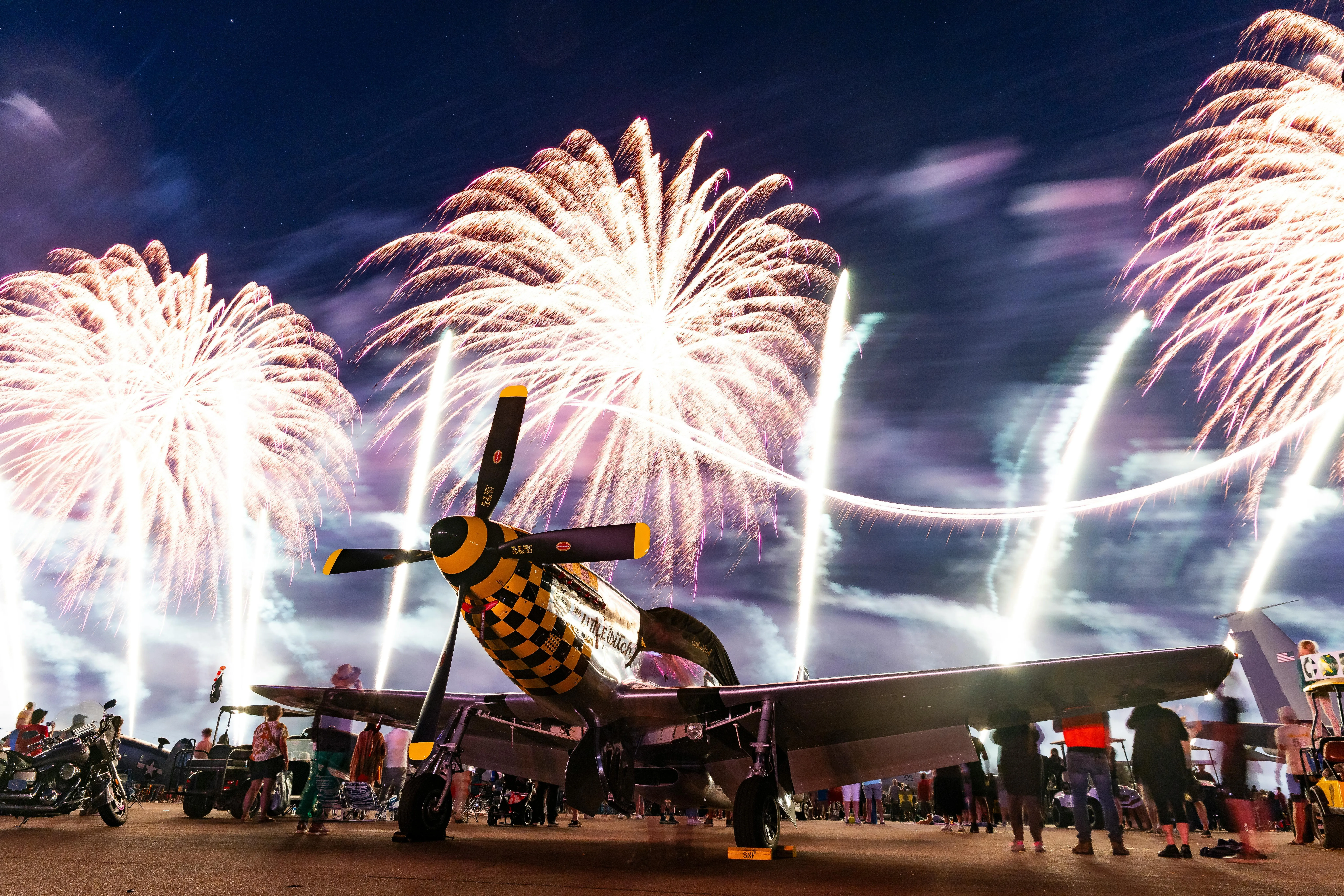 Fireworks Show over a Crowd at Night free HD image