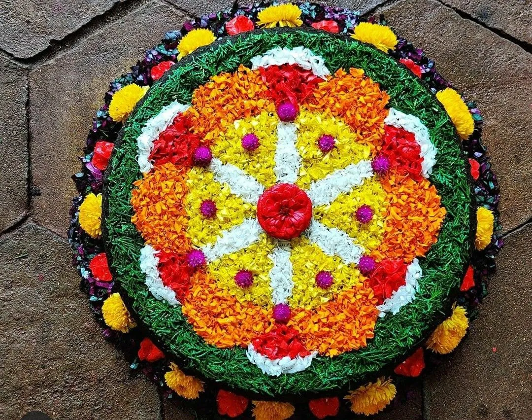 Floral Athapookolam design for Onam celebration HD image