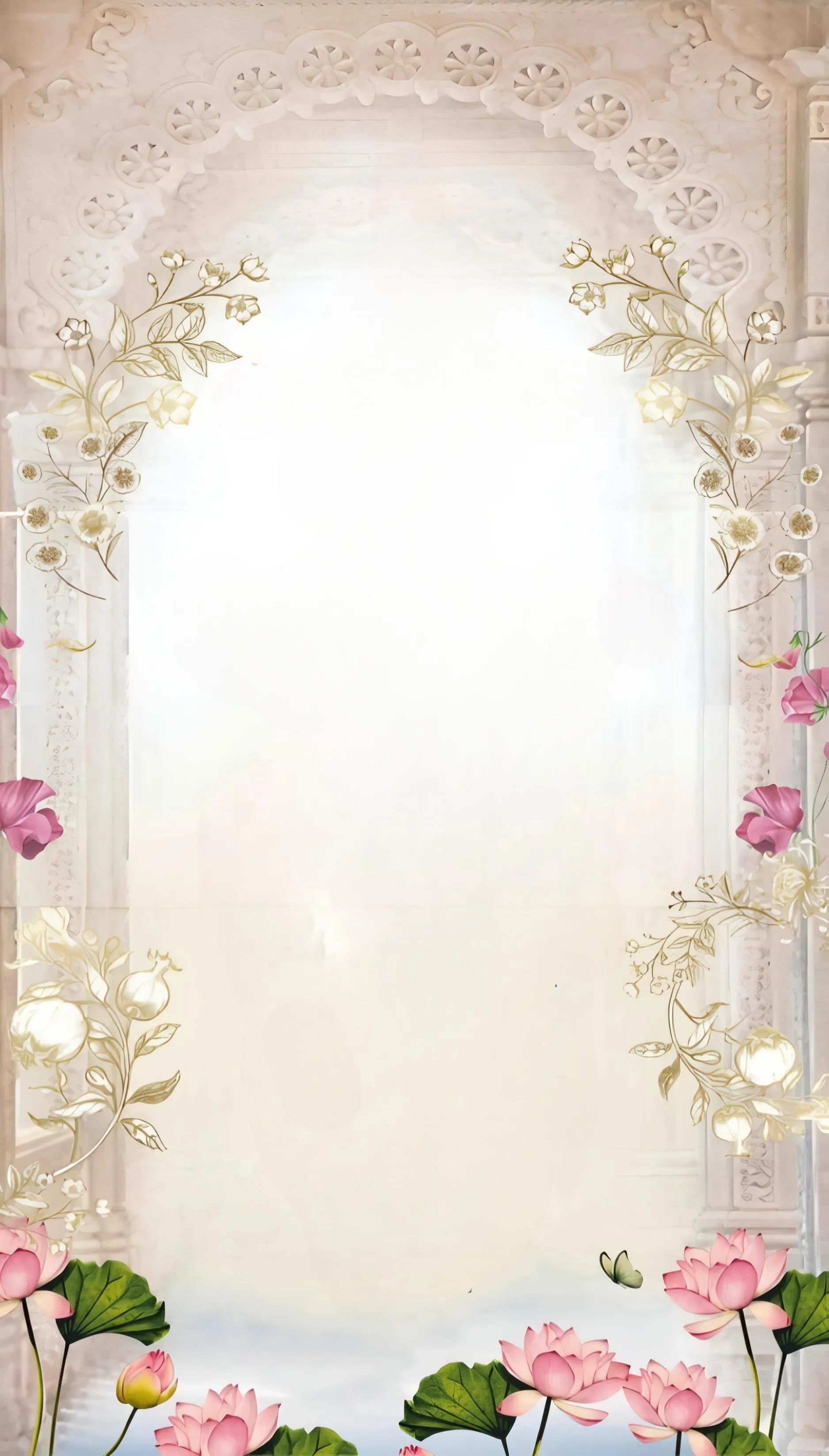 Flower design in the invitation on the golden leaf design