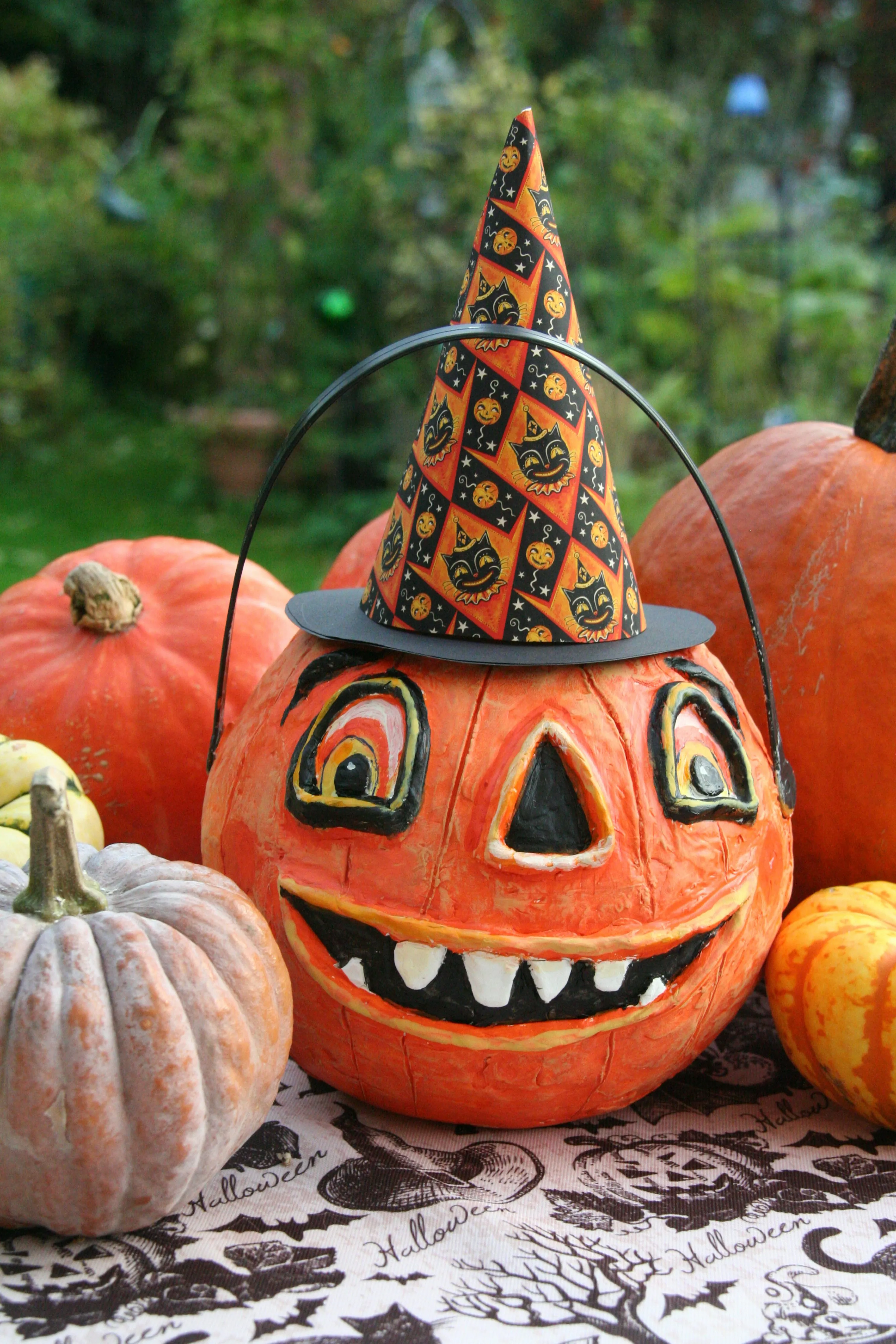 Funny Halloween Pumpkin with Party Hat HD Free Wallpaper