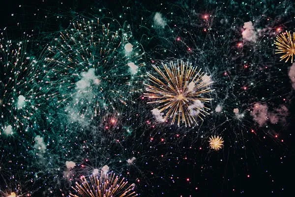 Georgeous Colorful Fireworks Illuminating the City Skyline