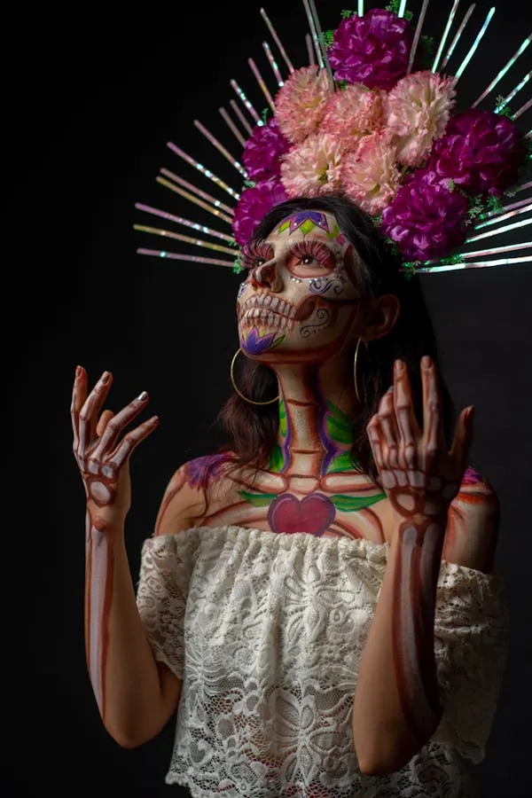 Glamorous Sugar Skull Makeup for Halloween Festivities