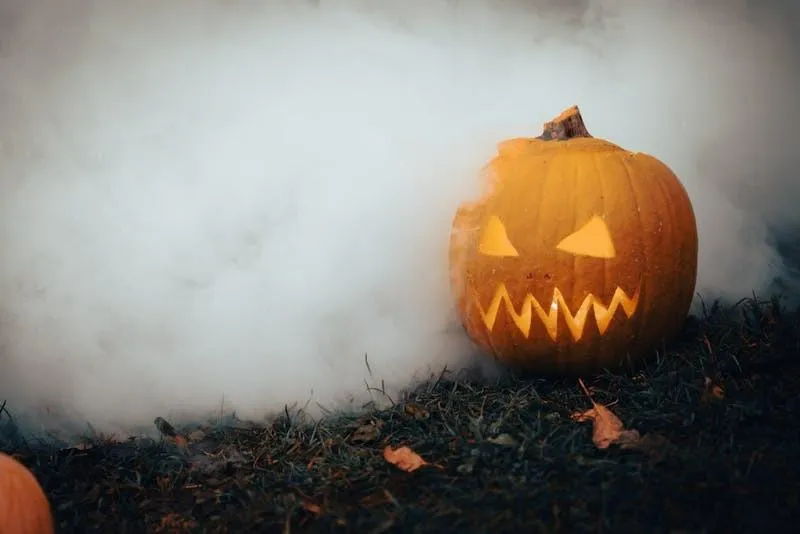 Glowing Carved Pumpkin with Smoke For Spooky Effect