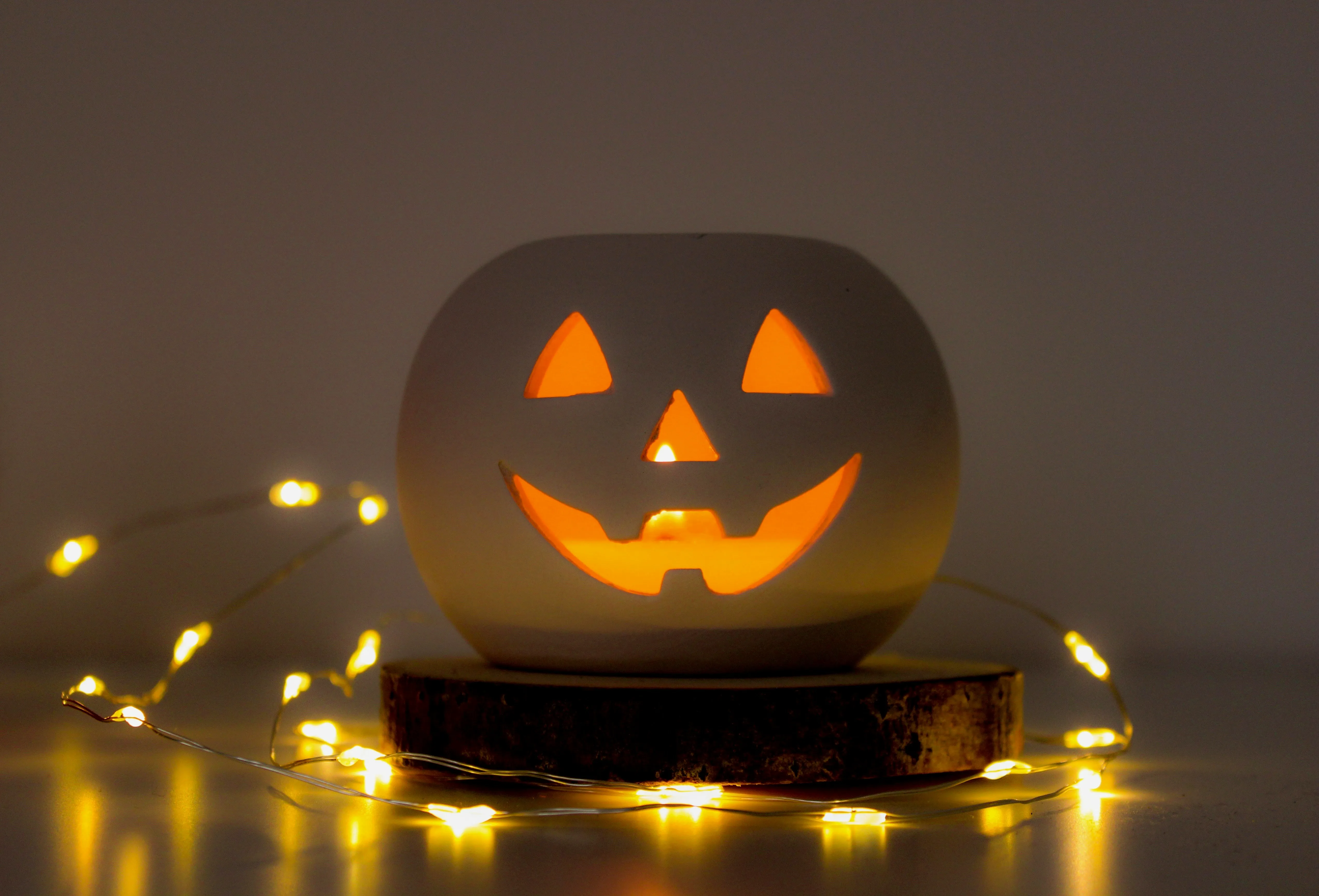 Glowing Jack O Lantern with Fairy Lights Wallpaper HD