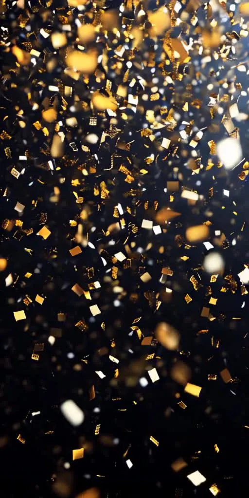 Gold Confetti and Sparkles Floating in the Night Air