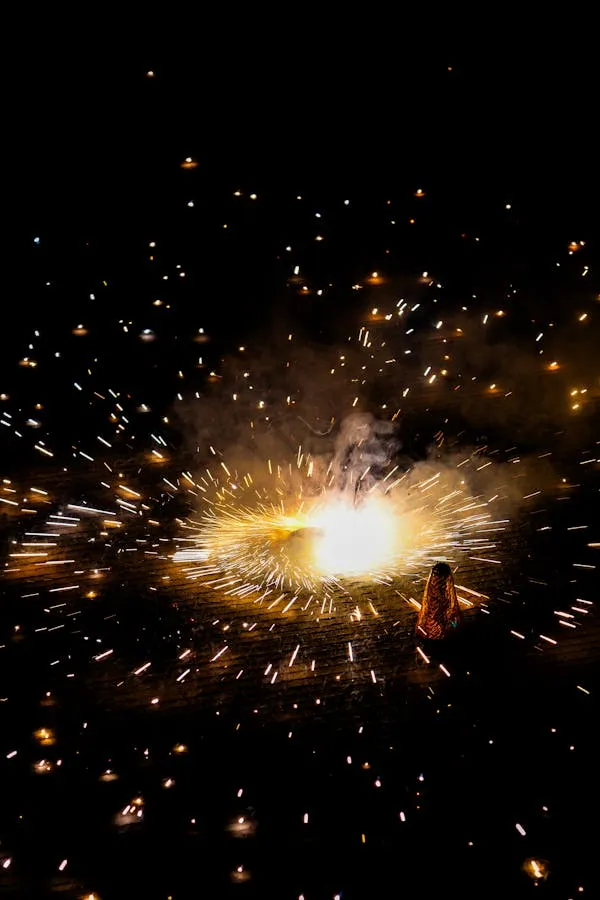 Golden Fireworks Exploding in the Night HD image