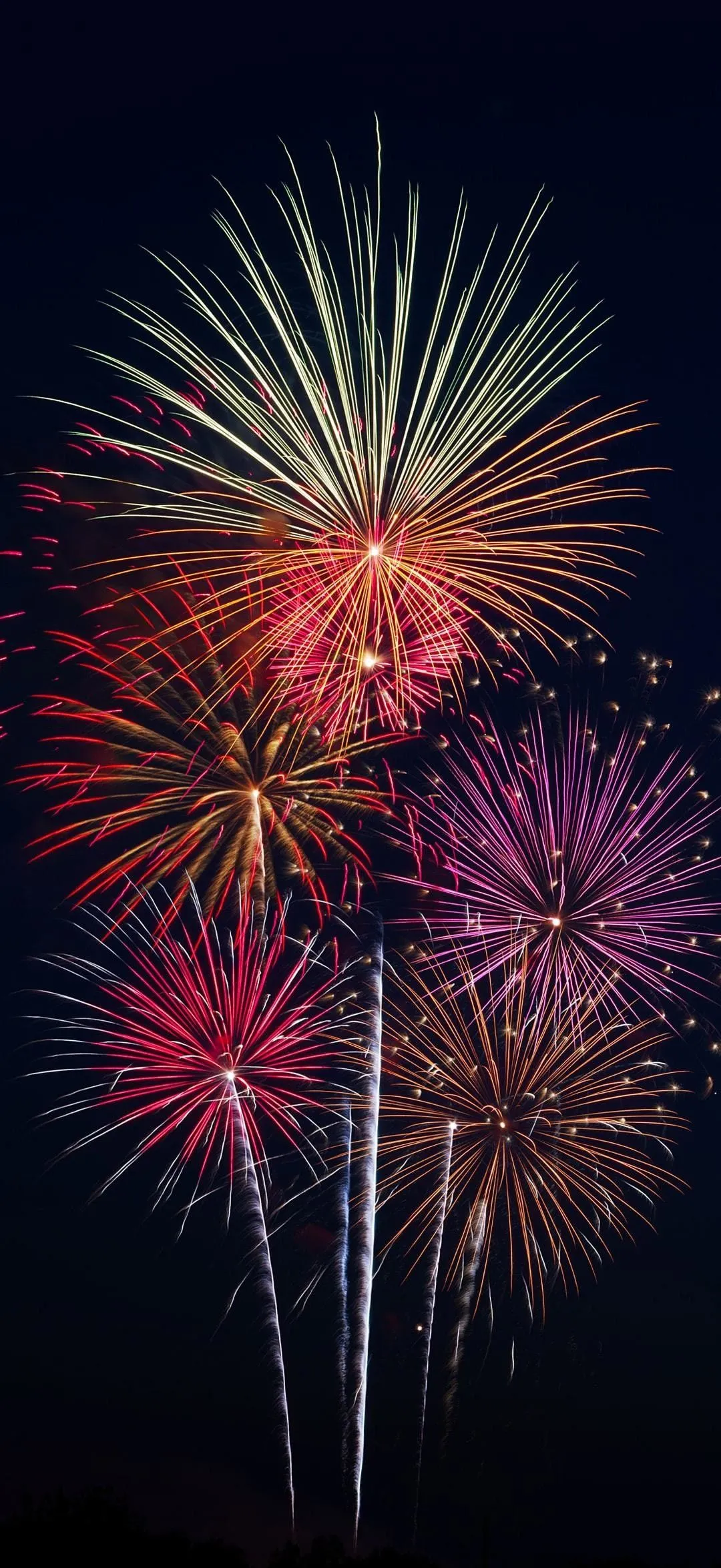 Golden Fireworks Illuminating The Dark Sky HD image
