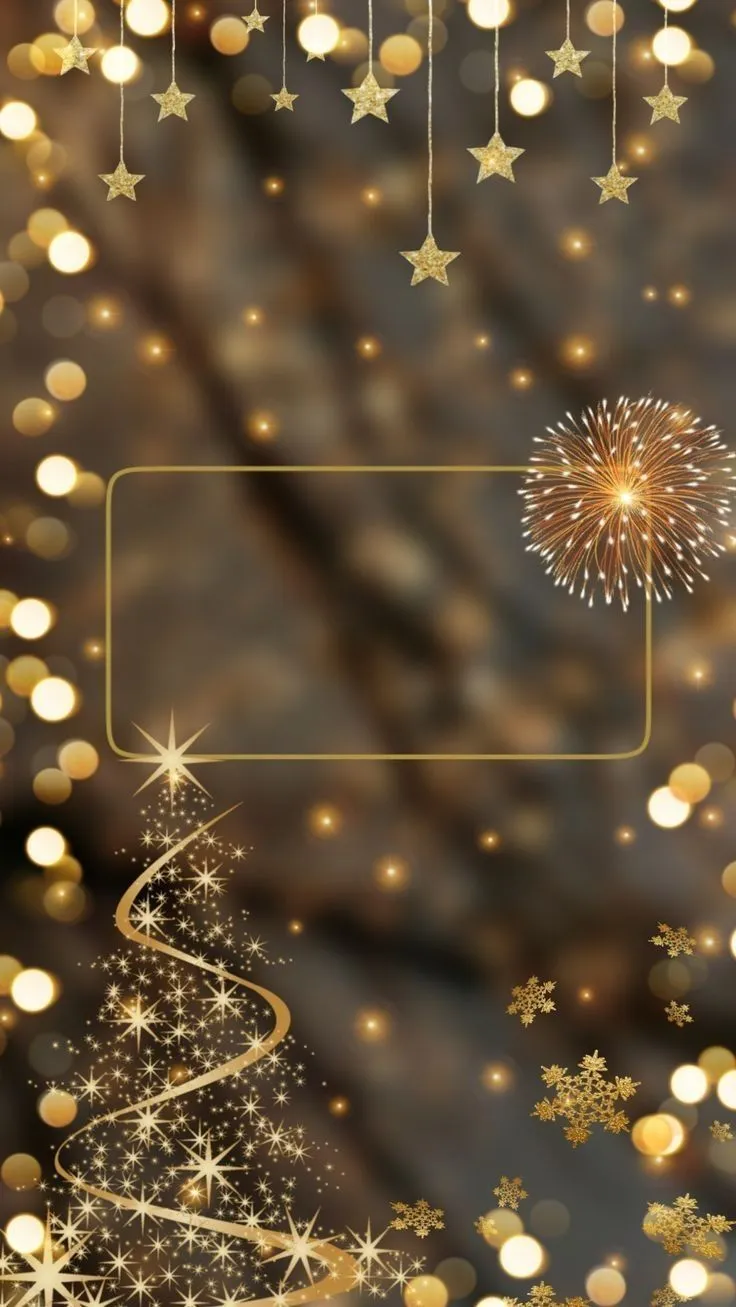 Golden Holiday Lights With Fireworks Background Wallpaper