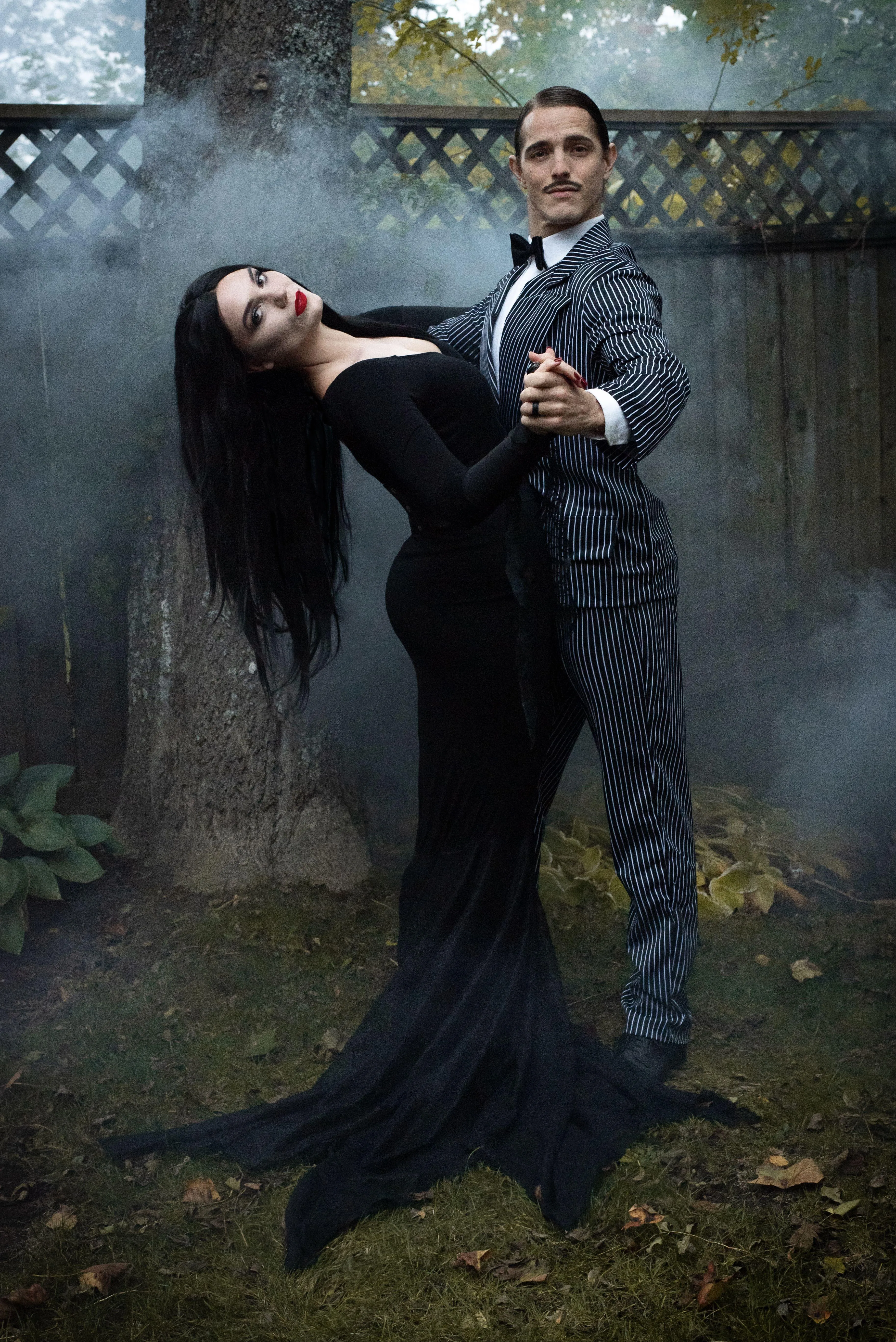 Gothic Couple in Dark Costume at Halloween Festival HD