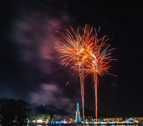 Grand Firework Explosion with Red and Gold Colors image