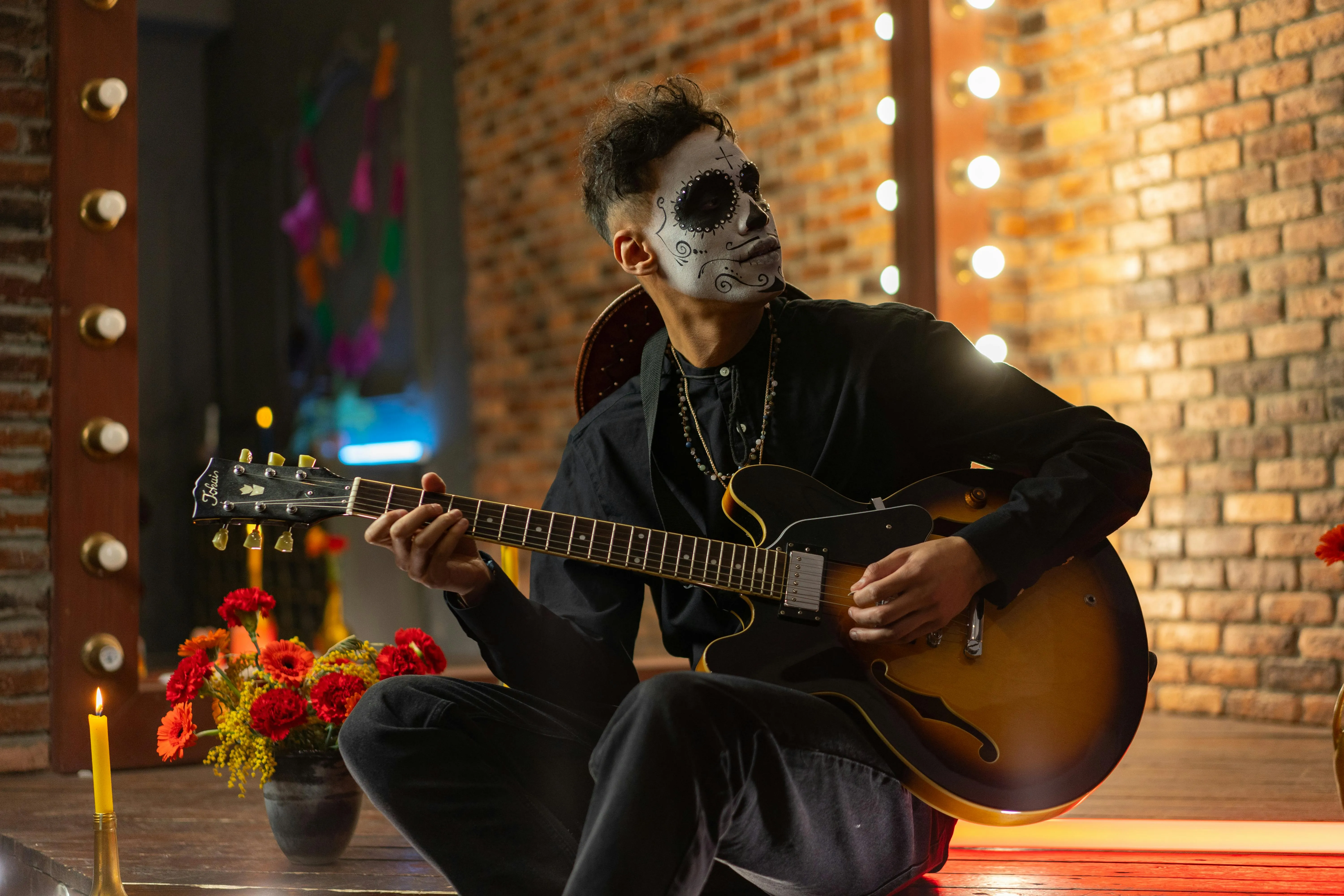 Guitarist Playing Music at Halloween Festival Party image