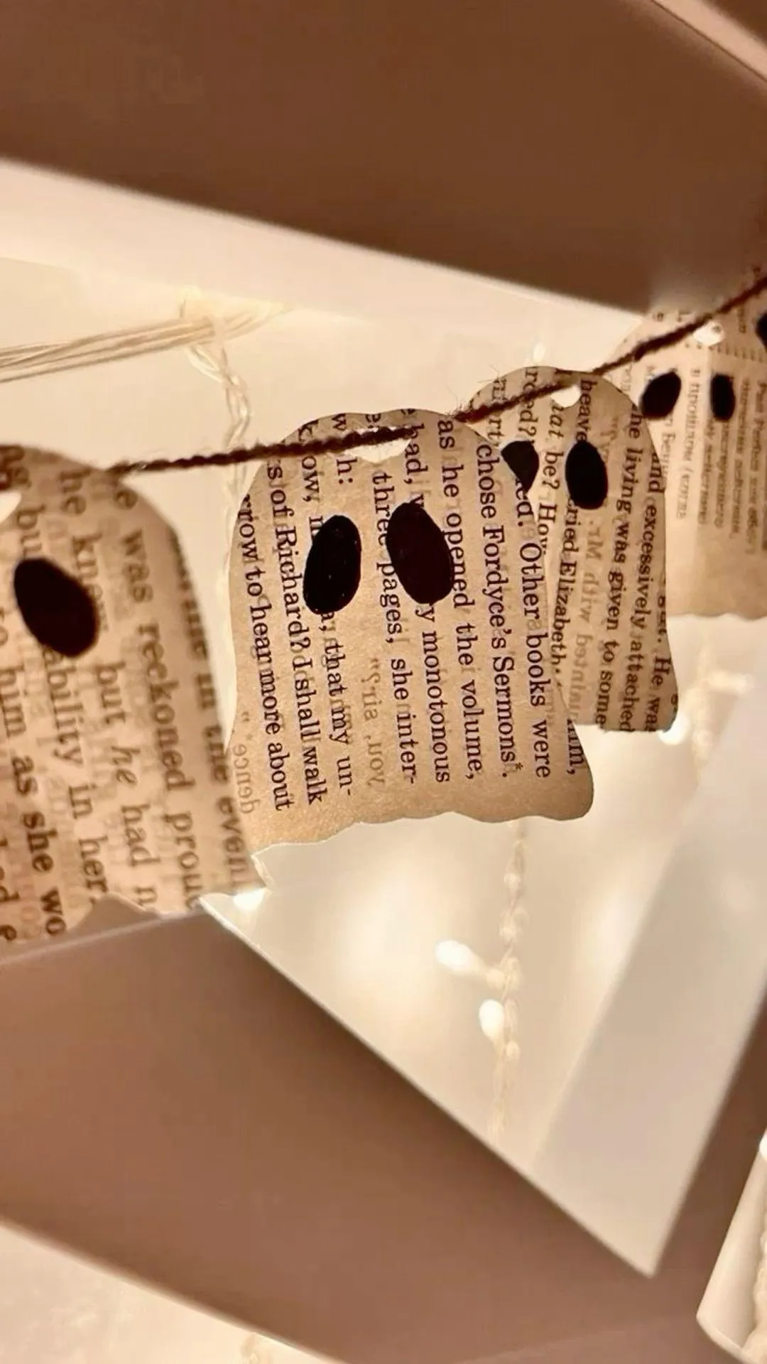 Halloween Card Garland Hanging on String Lights Wallpaper