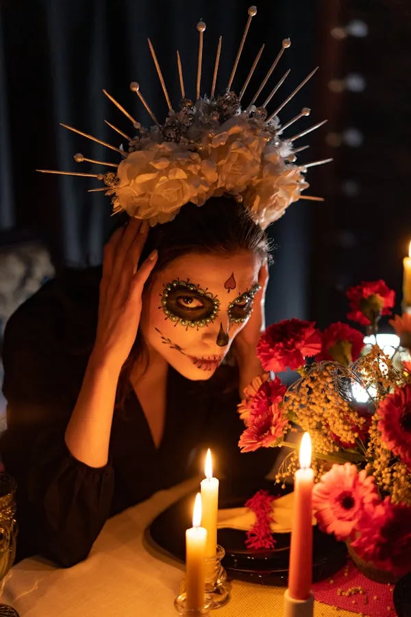 Halloween Costume with Candle and Day of the Dead Inspiration