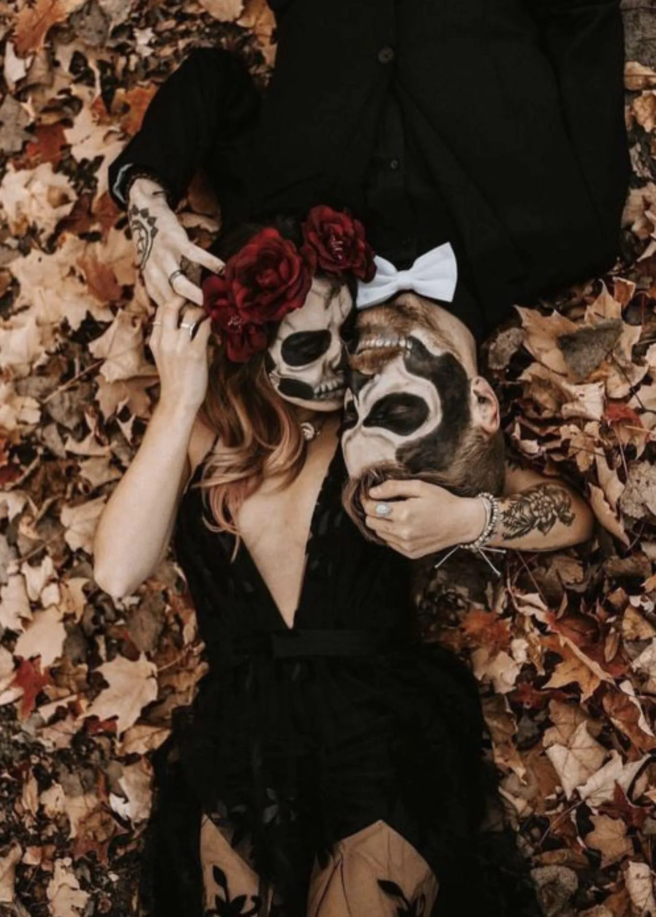 Halloween Festival Couple in Themed Costumes and Makeup