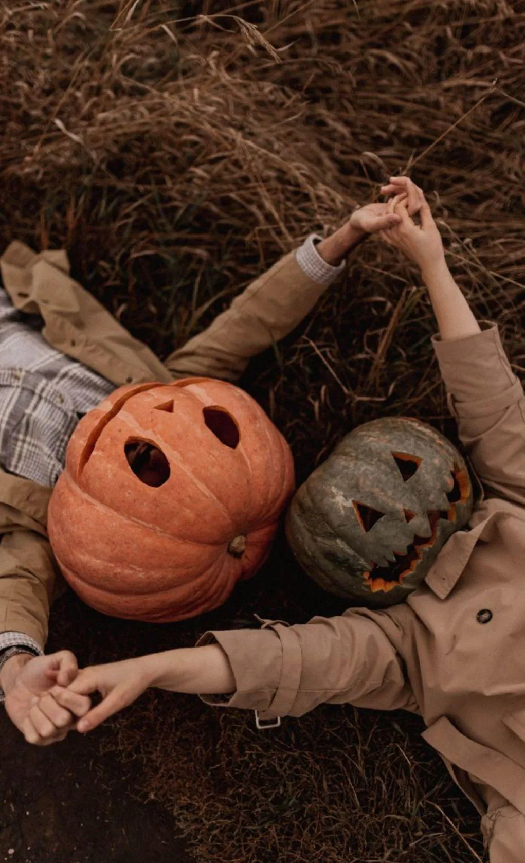 Halloween Festival Pumpkin Head Costume Lying on Ground