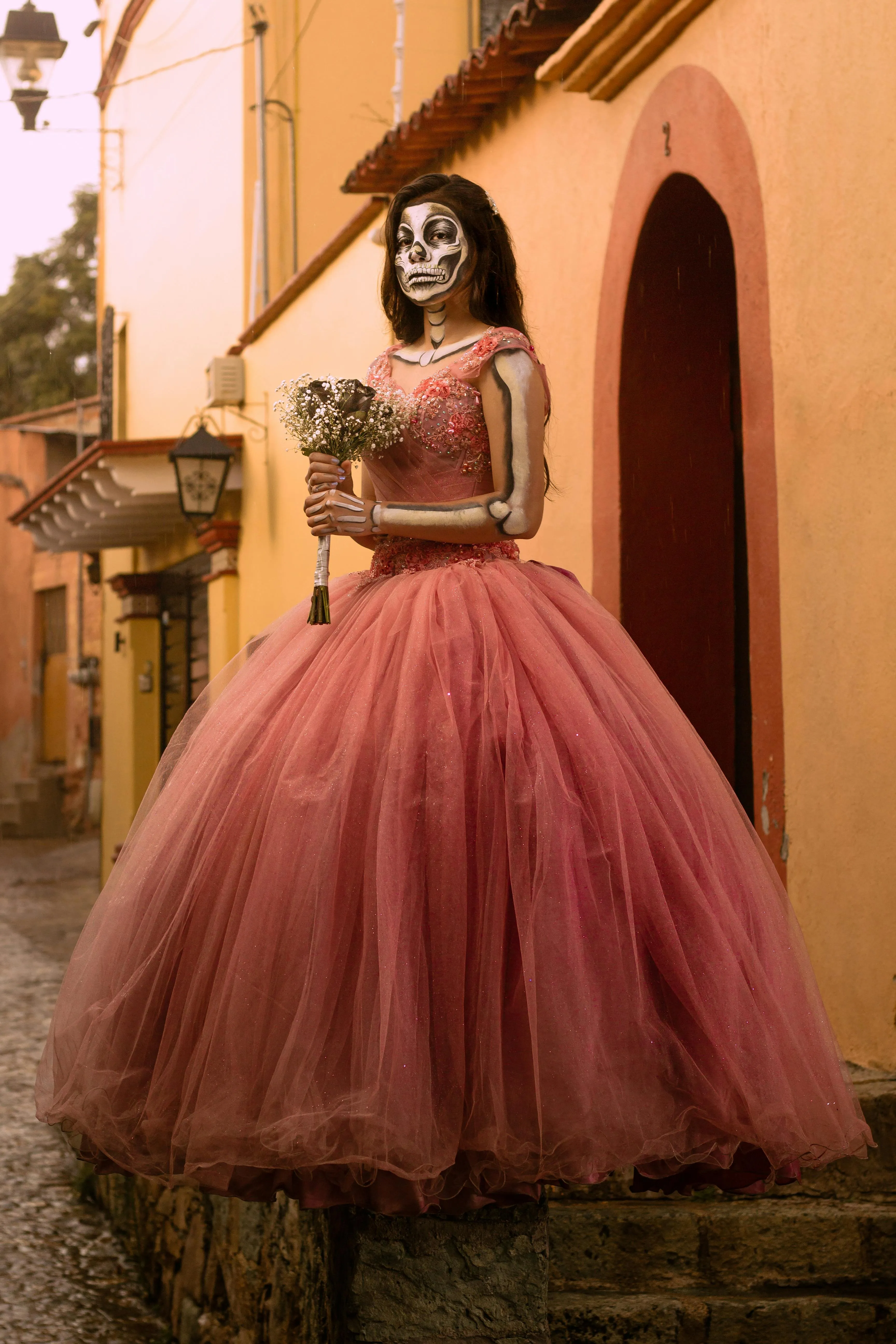 Halloween Festival Themed with Elegant pink Ball Gown Costume