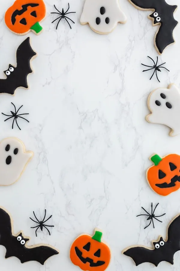 Halloween Flat Lay with Bats and Mini Pumpkins Wallpaper