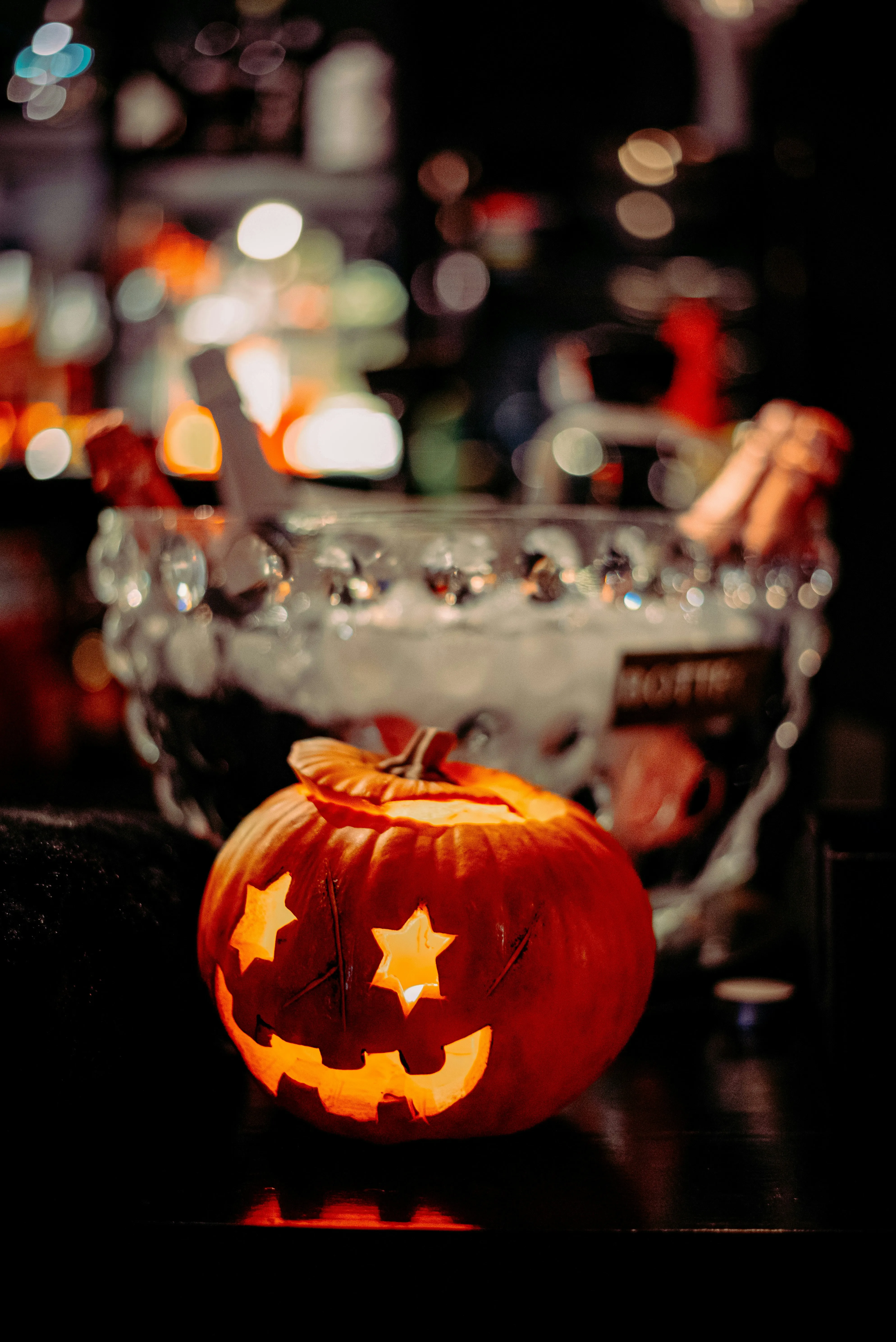 Halloween Party Drink with Carved Pumpkin HD Free Image