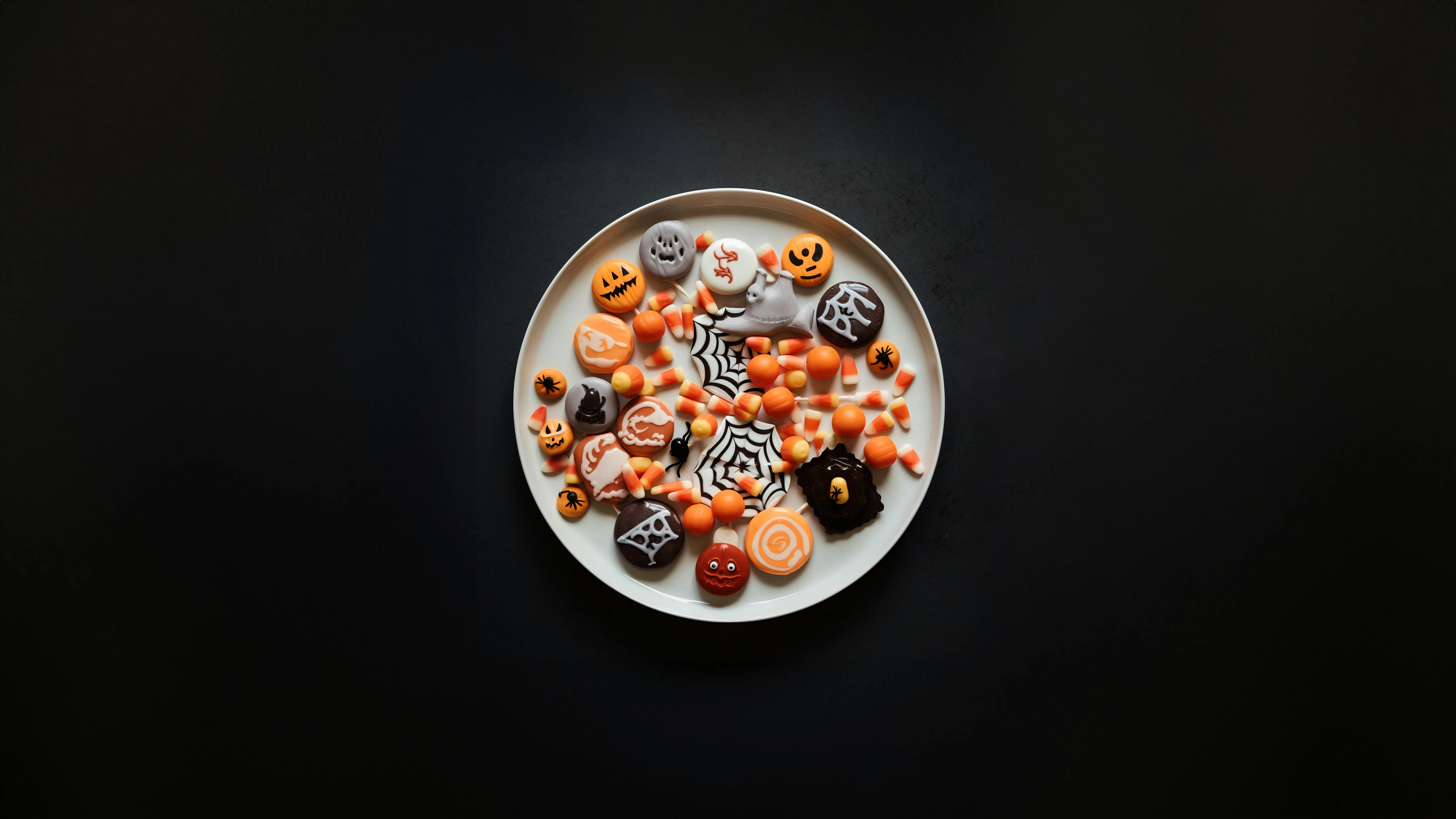 Halloween Pumpkin Seeds and Candy in White Bowl Image