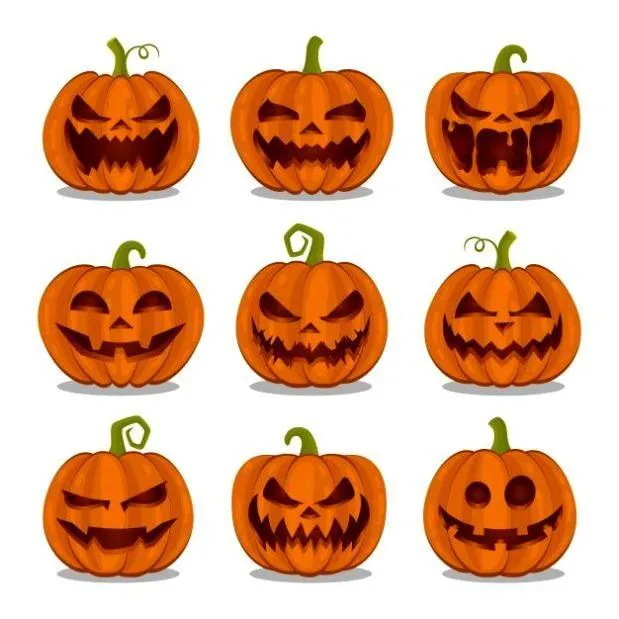 Halloween Sticker Sheet Of Various Pumpkin Faces HD