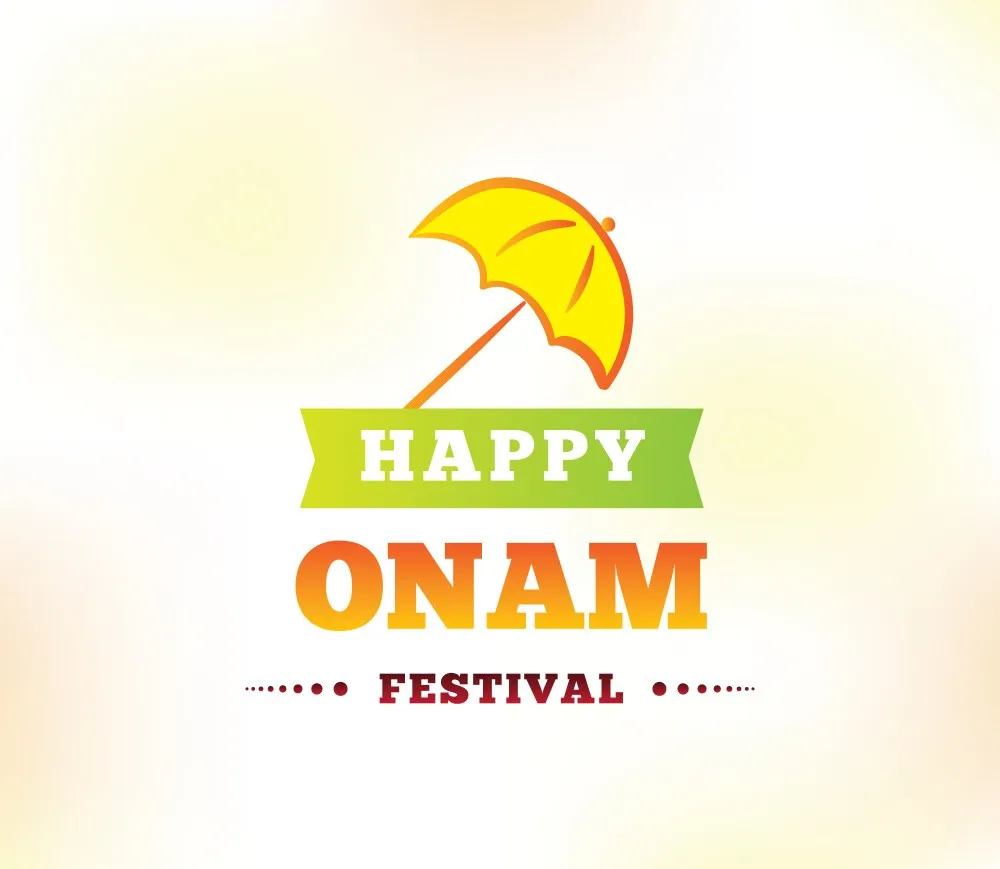 Happy Onam festival text with the umbrella design Poster
