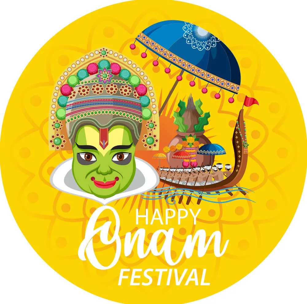 Happy Onam festival with the yellow background invitation